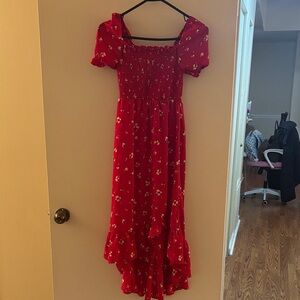 Red Floral Girls Dress